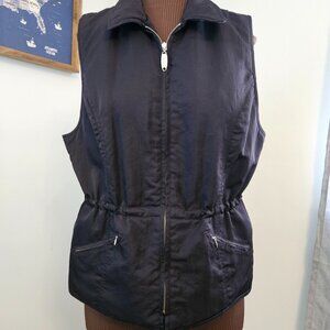 Authentic Liz Claiborne 'Lizwear' Black Nylon Cinch Waist Utility Vest, Size PS